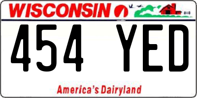 WI license plate 454YED