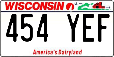 WI license plate 454YEF