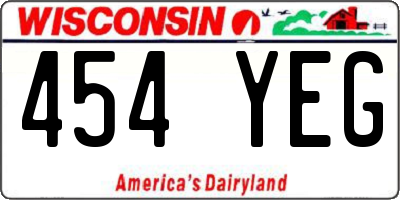 WI license plate 454YEG