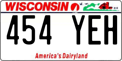 WI license plate 454YEH