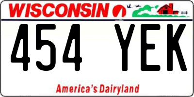 WI license plate 454YEK