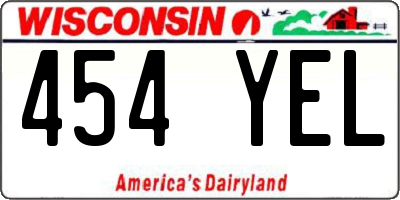 WI license plate 454YEL