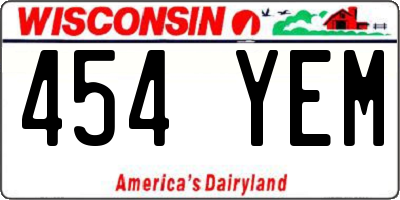 WI license plate 454YEM