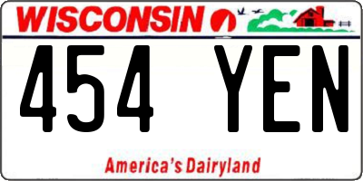 WI license plate 454YEN