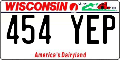 WI license plate 454YEP