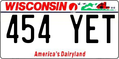 WI license plate 454YET