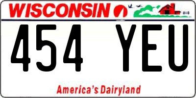 WI license plate 454YEU