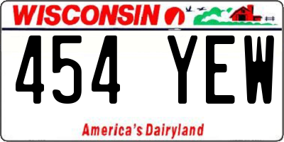 WI license plate 454YEW