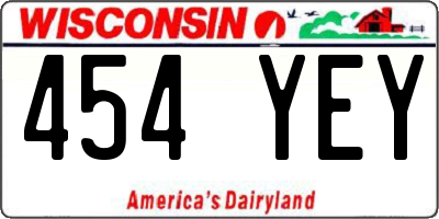 WI license plate 454YEY