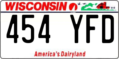 WI license plate 454YFD