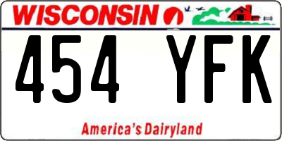 WI license plate 454YFK