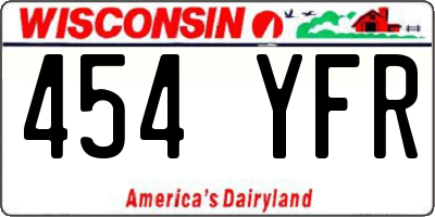 WI license plate 454YFR