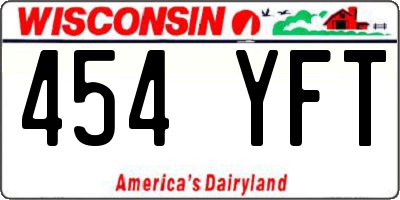 WI license plate 454YFT