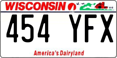WI license plate 454YFX