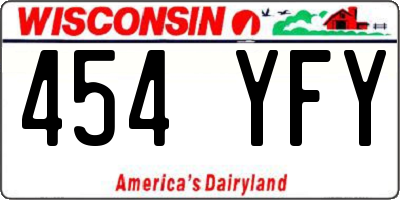 WI license plate 454YFY