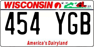 WI license plate 454YGB