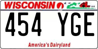 WI license plate 454YGE