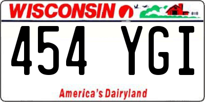 WI license plate 454YGI