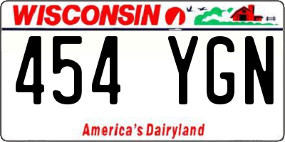 WI license plate 454YGN
