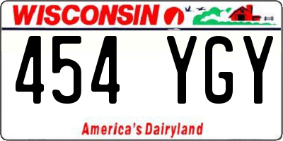 WI license plate 454YGY