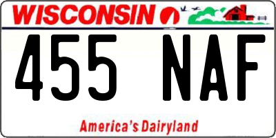 WI license plate 455NAF