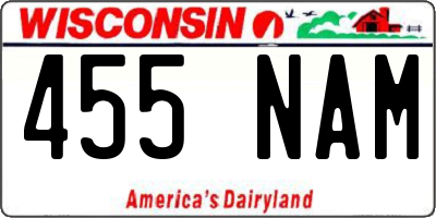 WI license plate 455NAM