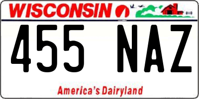 WI license plate 455NAZ