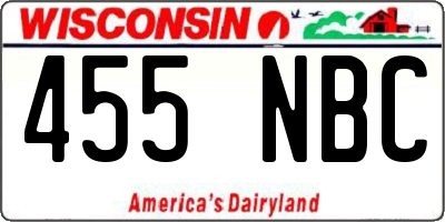 WI license plate 455NBC