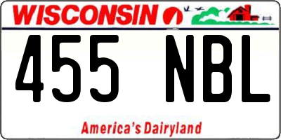 WI license plate 455NBL