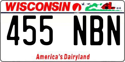 WI license plate 455NBN