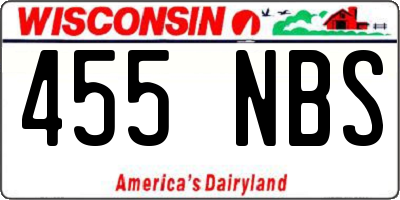 WI license plate 455NBS