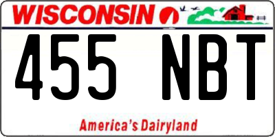 WI license plate 455NBT