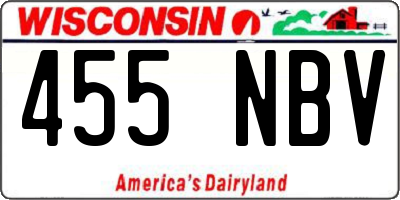 WI license plate 455NBV