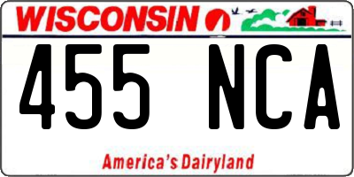 WI license plate 455NCA