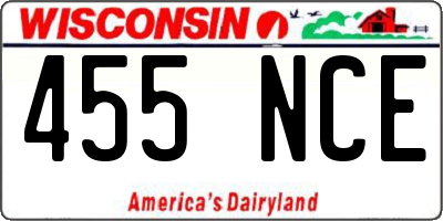 WI license plate 455NCE