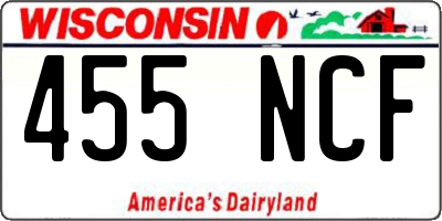 WI license plate 455NCF