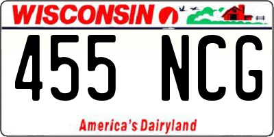 WI license plate 455NCG