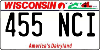 WI license plate 455NCI