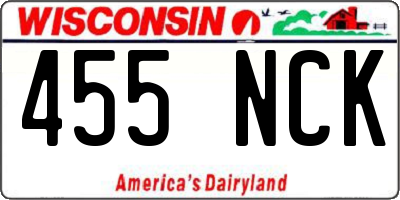 WI license plate 455NCK