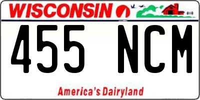 WI license plate 455NCM