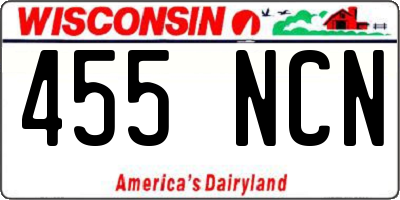 WI license plate 455NCN
