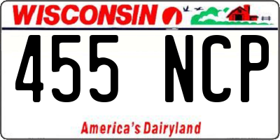 WI license plate 455NCP