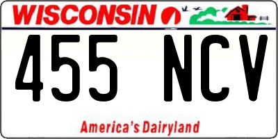 WI license plate 455NCV