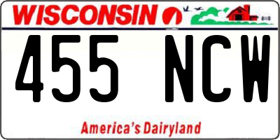 WI license plate 455NCW