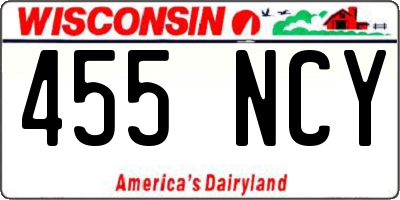 WI license plate 455NCY