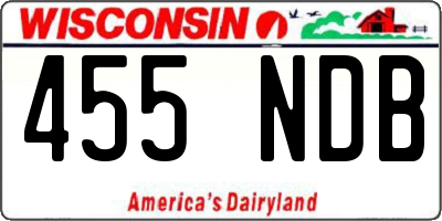 WI license plate 455NDB