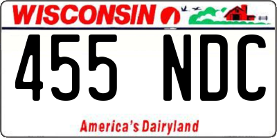 WI license plate 455NDC