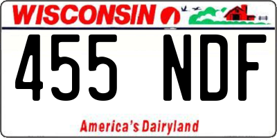 WI license plate 455NDF