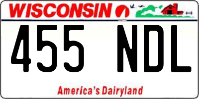 WI license plate 455NDL