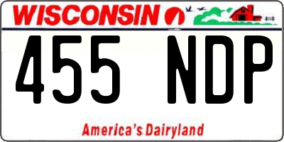 WI license plate 455NDP